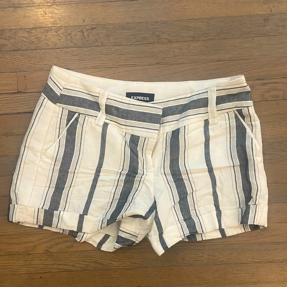 Express stripped linen shorts